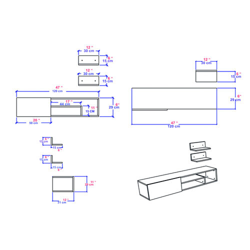 TV-Lowboard Zeplin White