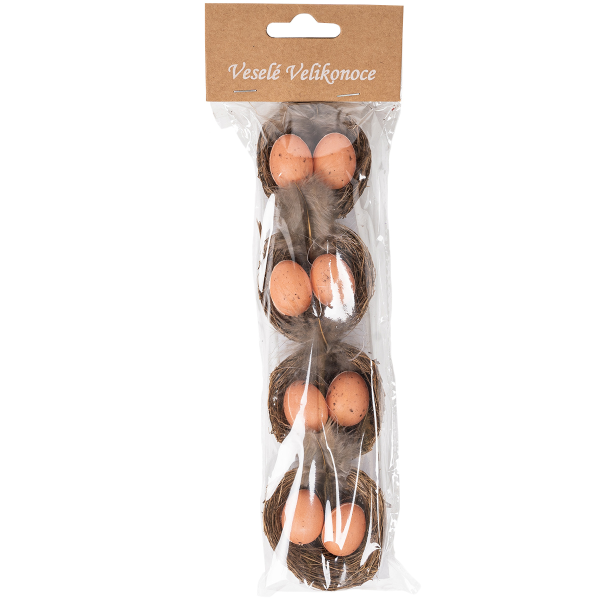 Sada velikonočních vajíček v hnízdě, 4 ks, 5 x 5 x 2 cm