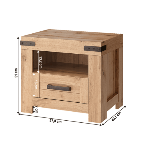 MORATIZ éjjeliszekrény, wotan tölgy