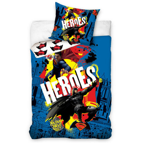 Lenjerie din bumbac pentru copii Batman vs.  Superman - Heroes, 140 x 200 cm, 70 x 90 cm