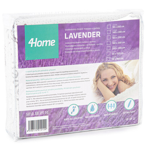 4Home Lavender gumifüles vízhatlan matracvédő, 200 x 200 cm