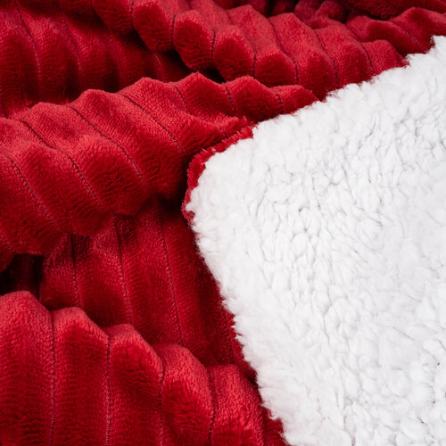 4Home Decke Lammfelloptik Stripe Burgundy, 150 x 200 cm