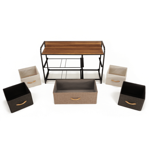 Komoda s látkovými šuplíky HAZEL TYP 4, hnědá