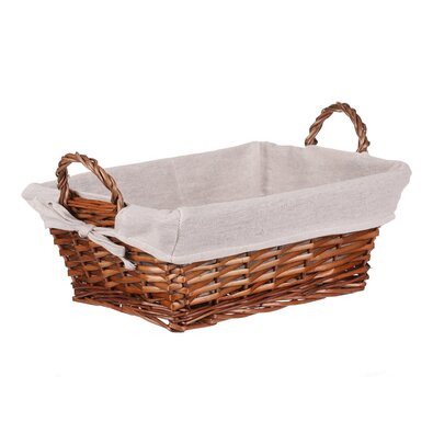 Pletena košara z blago rjava, 35 x 25 x 13 cm