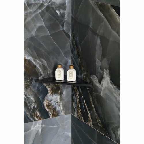 SAPHO AE200-0598 Abeline kotna polica rockstone 20x 20 cm, črna attica