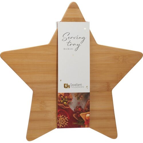 Placă de servire de Crăciun din bambus Stea