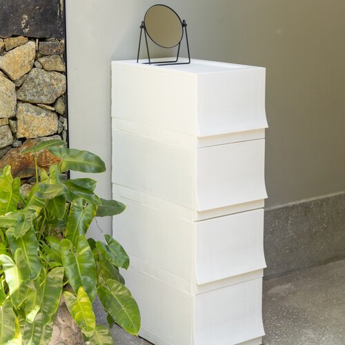 Modulare Aufbewahrungsbox Wave twin Snow mit Rollen, 54,6 x 43,4 x 22 cm