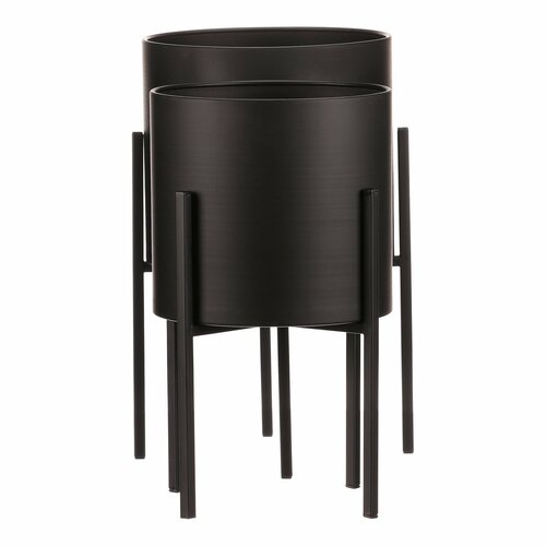 Set suporturi din metal pentru flori Interier, negru, 2 buc.