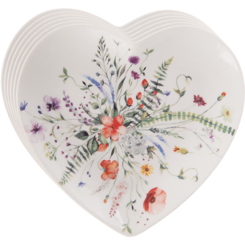 Orion Set Porzellan-Dessertteller Mohn 17,5 x Herz 17 cm, 6 Stück