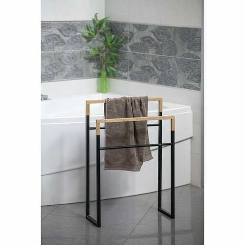 SAPHO Ska308 Ska Handtuchhalter 55 x 80 x 20 cm, schwarz matt/Eiche