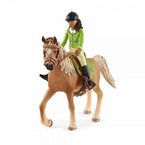 Figurină Schleich 42542 Sarah cu articulațiimobile și cal Mystery