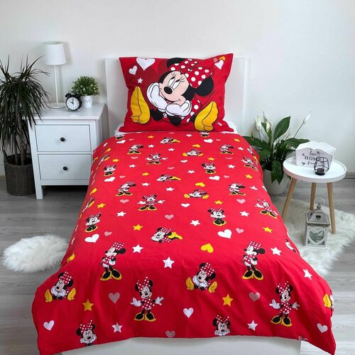 Jerry Fabrics Дитяча бавовняна білизна Minnie, Red heart, 140 х 200 см, 70 х 90 см
