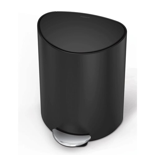 Simplehuman Кош для сміття з педаллю 6 л, напівкруглий, матова чорна сталь, пластик