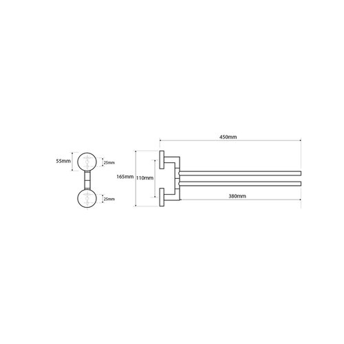 SAPHO XR403 X-Round dupla törülközőtartó,forgatható, 45 cm, ezüst