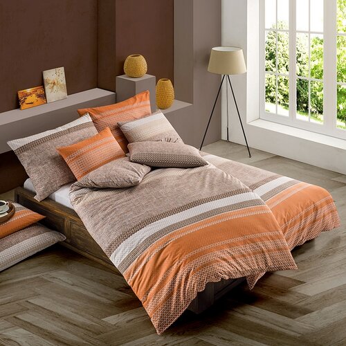 BedTex Baumwollbettwäsche Federiko orange, 140 x 200 cm, 70 x 90 cm