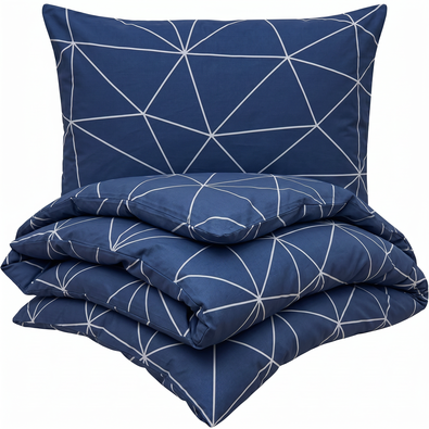 Lenjerie de pat din bumbac Kvalitex Nordic Grid albastru, 140 x 220 cm, 70 x 90 cm
