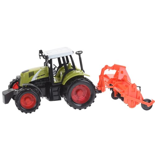 Traktor s prívesom oranžová, 40 cm