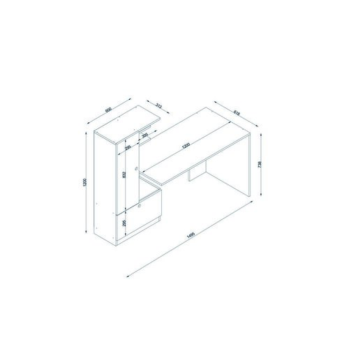 Birou Domingos White and Walnut