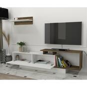 Asos White and Walnut TV-szekrény polccal