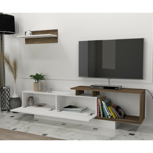 Televízny stolík s policou Asos White and Walnut