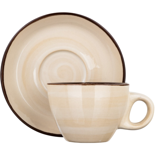 Set de 6 cești cu farfurioare Banquet Palas 90 ml,crem