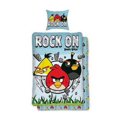 Detské bavlnené obliečky Angry Birds Rock On, 140 x 200 cm, 70 x 90 cm