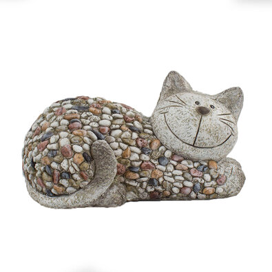 Decorațiune de grădină Pisica cu pietricele, 32 x 18 x 18 cm