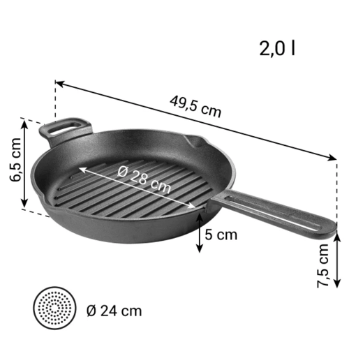 Tescoma tiefe Grillpfanne MASSIVE D. 28 cmschwarz,