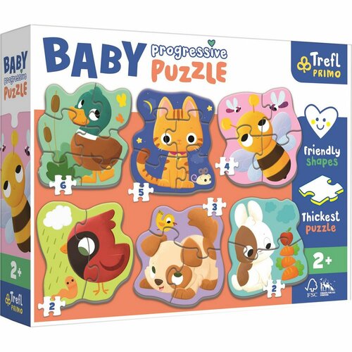 Baby puzzle Trefl Animale, 6în1 (2-6 bucăți)