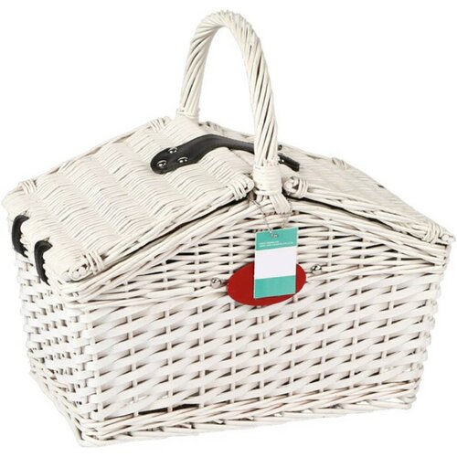 Picknickkorb für 2 Personen Weiß, 38 x 26 x 26 cmweiß  ,