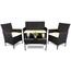 Set de grădină din rattan Aldotrade GardenLine,maro + perne de scaun crem