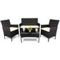 Set de grădină din rattan Aldotrade GardenLine,maro + perne de scaun crem