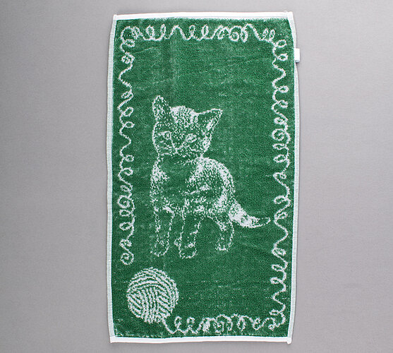 Dětský froté ručník Koťátko, zelený, 50 x 30 cm