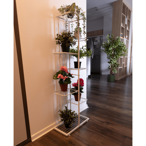 Suport pentru flori Bamir 2, alb, 43 x 22 x 126 cm