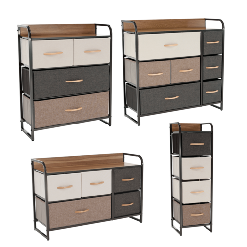 Komoda s látkovými šuplíky HAZEL TYP 1, hnědá