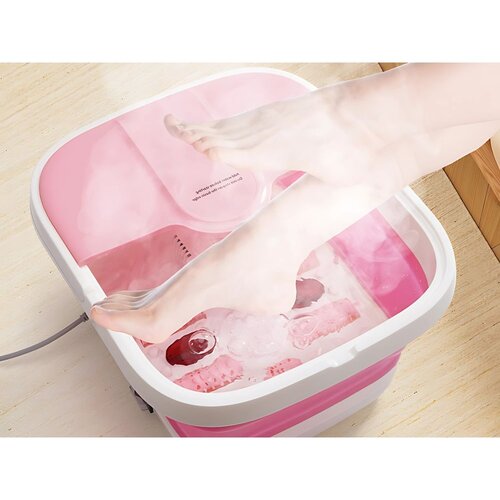 Składana wanna do masażu stóp z podgrzewaniem, różowy