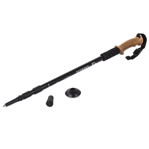 Baston de nordic walking cu mâner din plută, negru