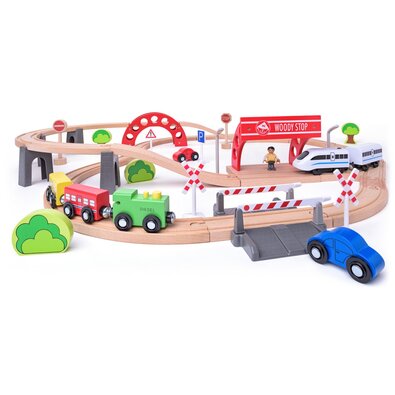 Woody Eisenbahn mit elektrischer Lokomotive und Viadukt, 60 Teile