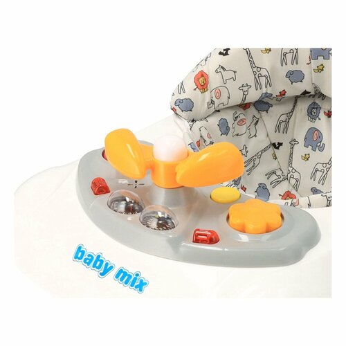 Baby Mix Walker pentru copii cu volan și roți dinsilicon, gri, 50 x 44 x 50 cm
