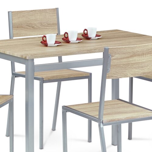 Zestaw jadalniany HARVEY z 4 krzesłami, 110 x 70 x 77 cm, dąb Sonoma