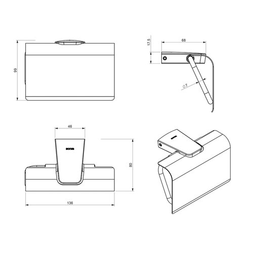 SONIA 161034 Zen držalo za toaletni papir spokrovom, srebrna
