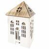 Dřevěný domek s LED světlem, 17 x 15 x 21,5 cm