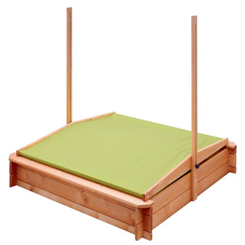 Neu Baby Holzsandkasten mit Vordach grün, 120 x 120 cm