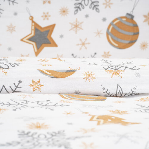 Lenjerie de pat din flanel 4Home Golden XmasNight, 140 x 200 cm, 70 x 90 cm