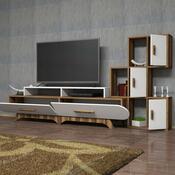Stolik pod telewizor z szafką Flora S White and Walnut
