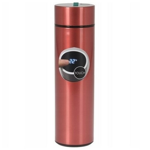 EH Termos ze stali nierdzewnej z termometrem Temp 450 ml, czerwony