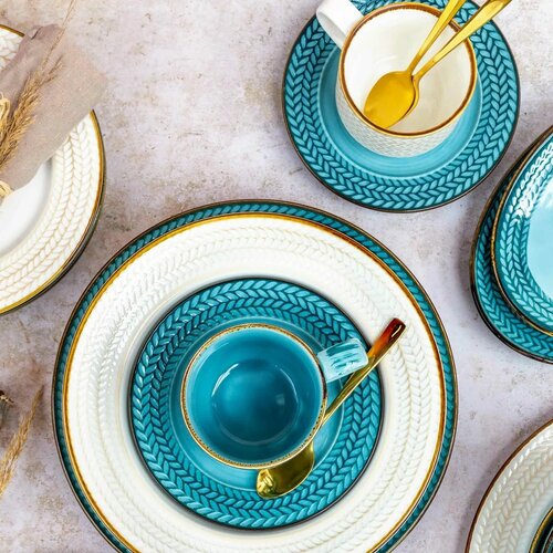 Set farfurii plate și adânci Mäser PROSPERO – turcoaz