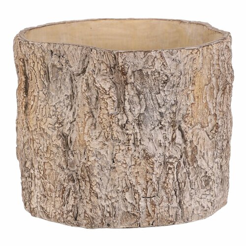 Übertopf in Holzrindenoptik, 24 x 23 x 18 cm, Beton