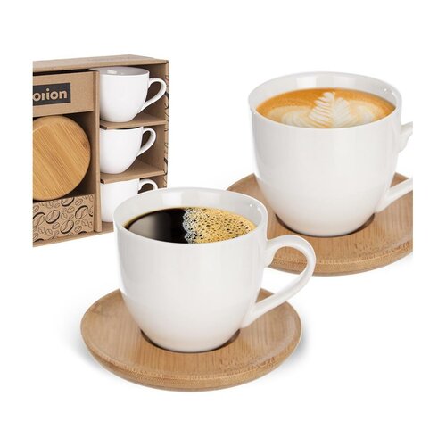 Orion Darilni set porcelanskih skodelic spodstavki Bambu, 6 kos