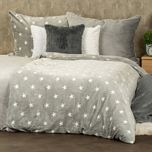 4Home Pościel mikroflanela Stars grey, 140 x 200 cm, 70 x 90 cm